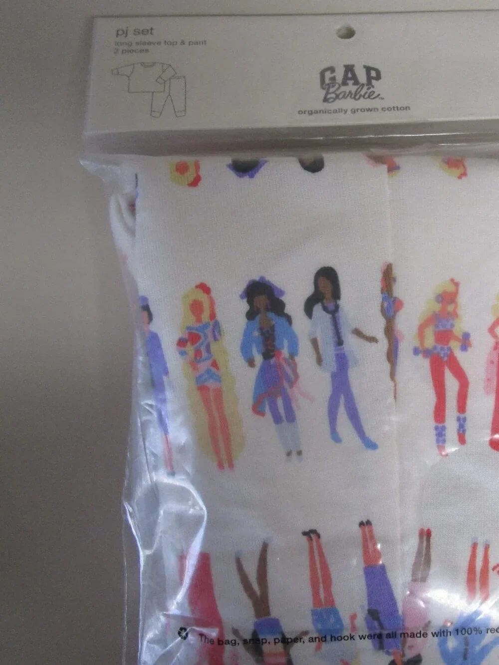 BabyGap Gap Kids Barbie 2 Piece Pajama Set Girls 6-12m Multicolor white NIP